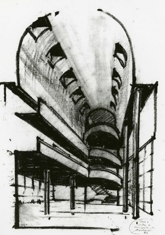 Cmara Municipal de Matosinhos, 1983. Pea desenhada em papel vegetal, 51x35cm